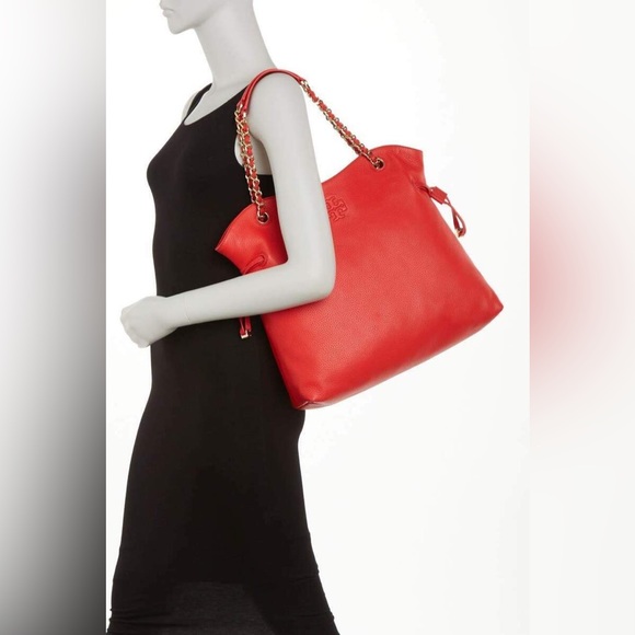 Tory Burch Thea Slouchy Chain Tote in Brilliant Red - Picture 12 of 12